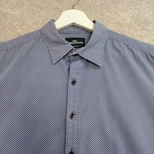 RODD & GUNN Mens L Sports Fit Dress Shirt Blue White Micro Dot Print Long Sleeve